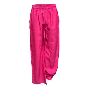 Zara Hot Pink Wide Leg Drawstring Elastic Waist Pants Sz M